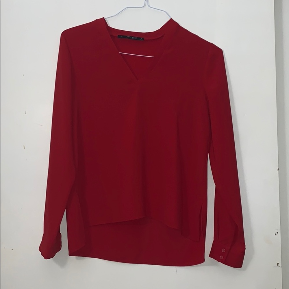 Red Zara Long Sleeve Top